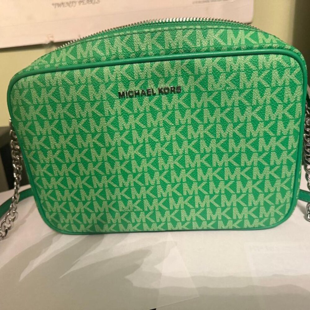 Micheal Kors green and silver crossbody